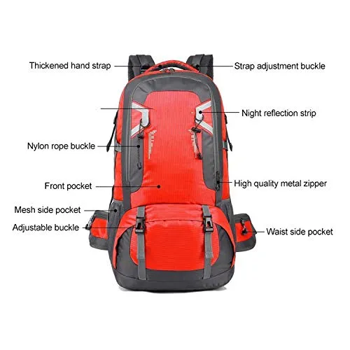 40L 60L Waterproof Outdoor Travel Backpack Camping Trekking Bag For Man Woman Climbing Hiking Rucksack Fishing Cycling Backpack,60L Pink