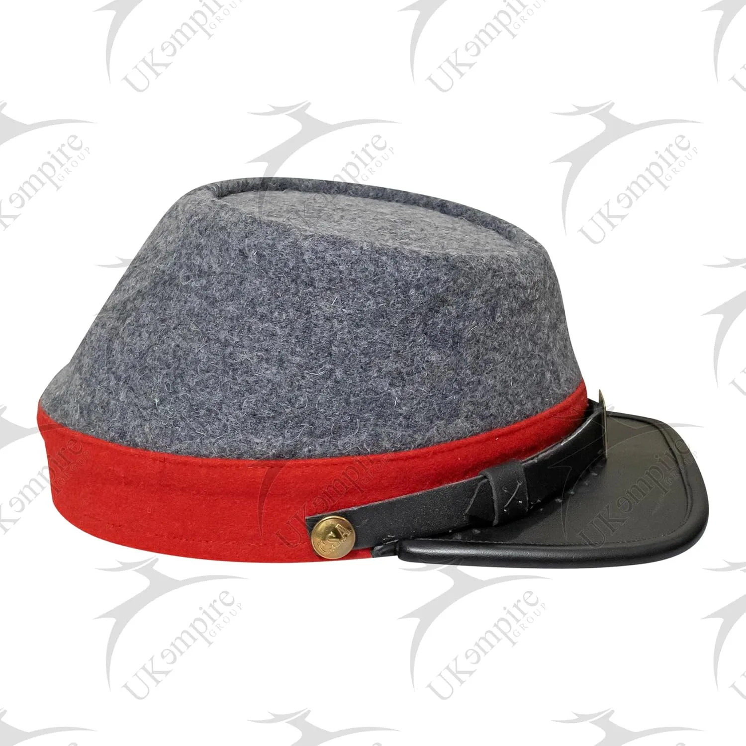 American Civil War CSA Confederate Kepi with Red Band (Plain), Forage Cap/Hat  100% Wool