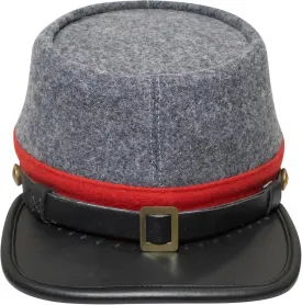 American Civil War CSA Confederate Kepi with Red Band (Plain), Forage Cap/Hat  100% Wool