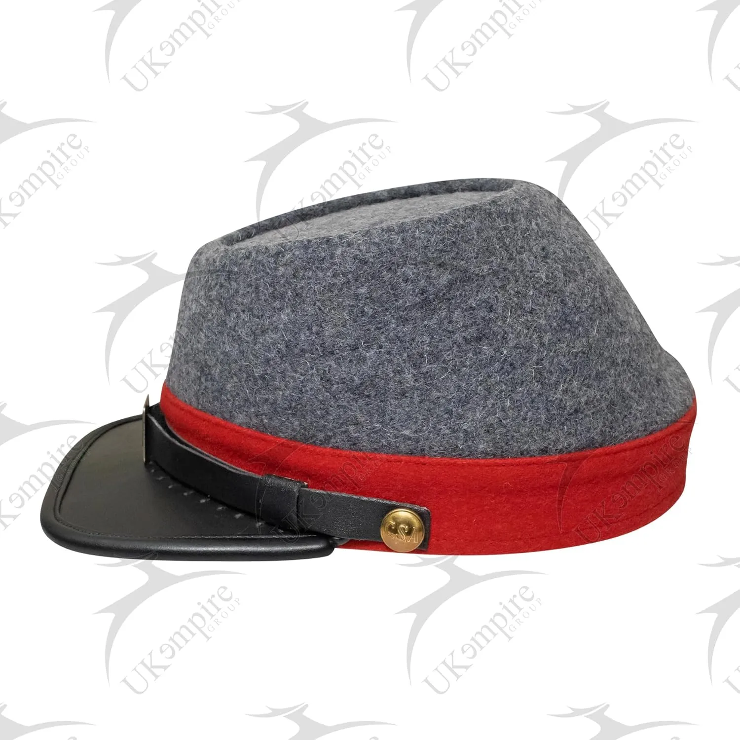 American Civil War CSA Confederate Kepi with Red Band (Plain), Forage Cap/Hat  100% Wool