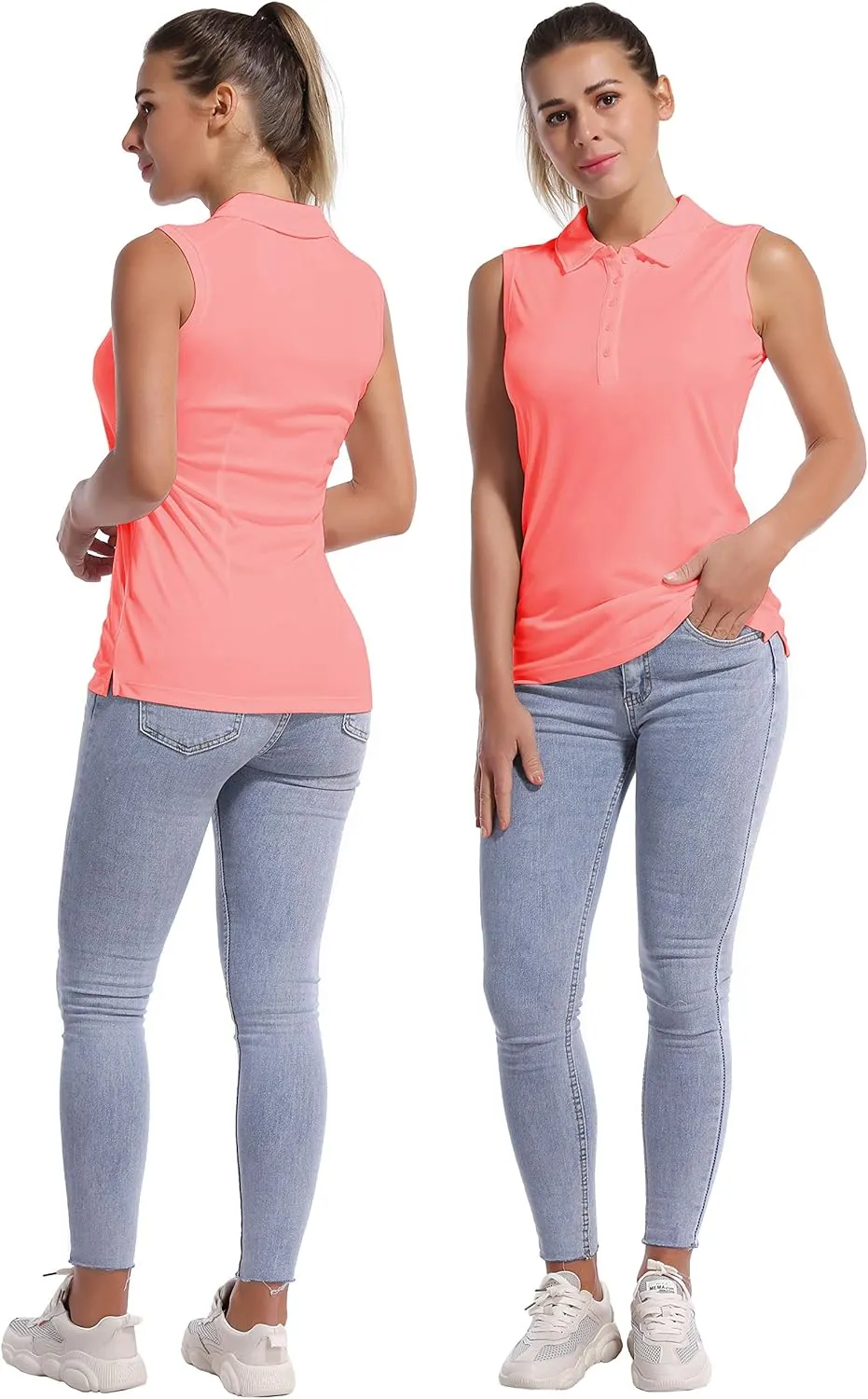 BUBBLELIME Sleeveless Polo Women's UPF 50  Sun Protection Athletic Tennis Golf Shirts Quick Dry Outdoor Sports