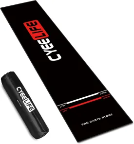 CyeeLife Dart Board Mat 65 * 295cm with Carrying Bag&Throw line for Steel and Soft Tip Darts Games with Start Lines