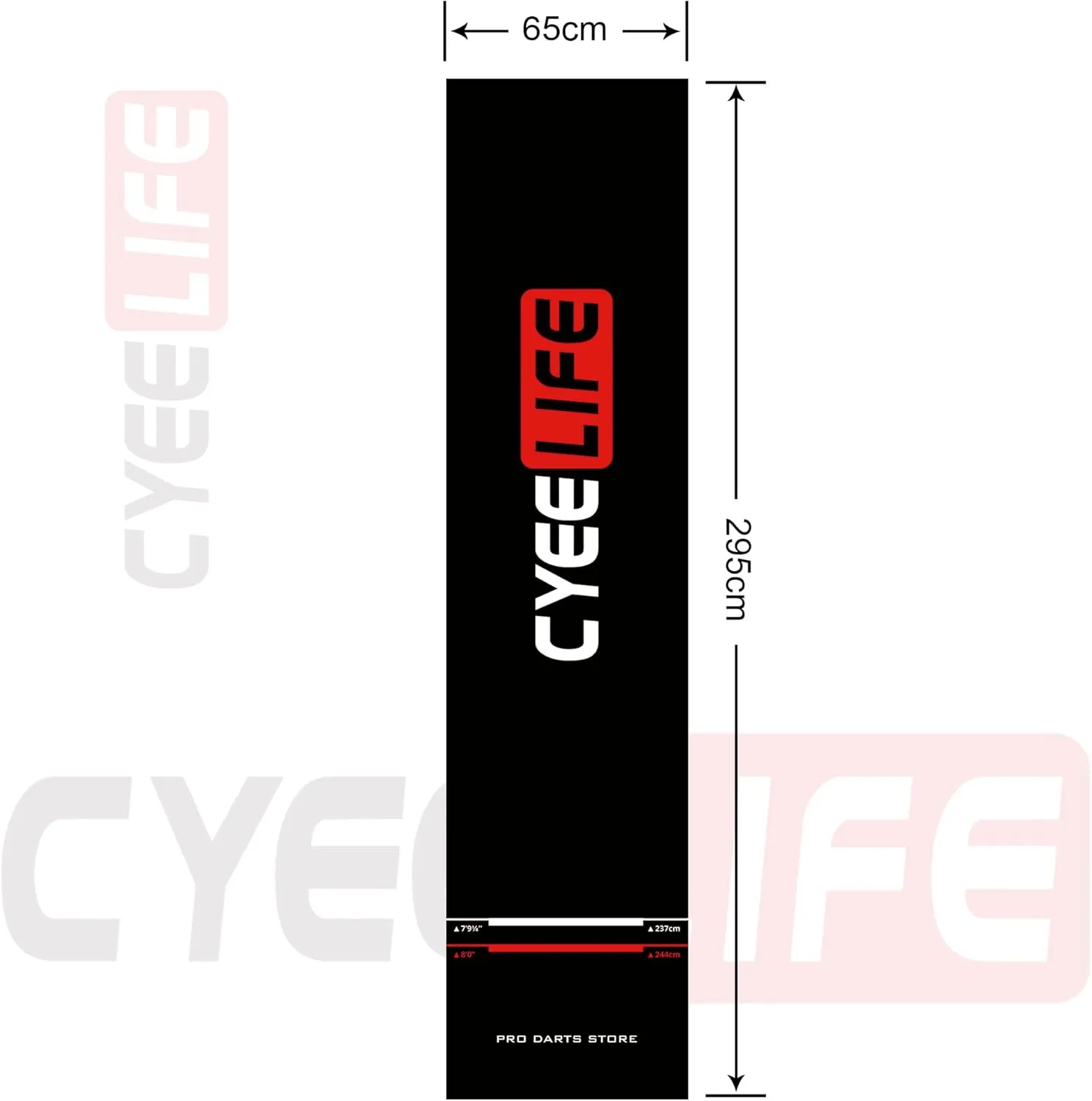 CyeeLife Dart Board Mat 65 * 295cm with Carrying Bag&Throw line for Steel and Soft Tip Darts Games with Start Lines
