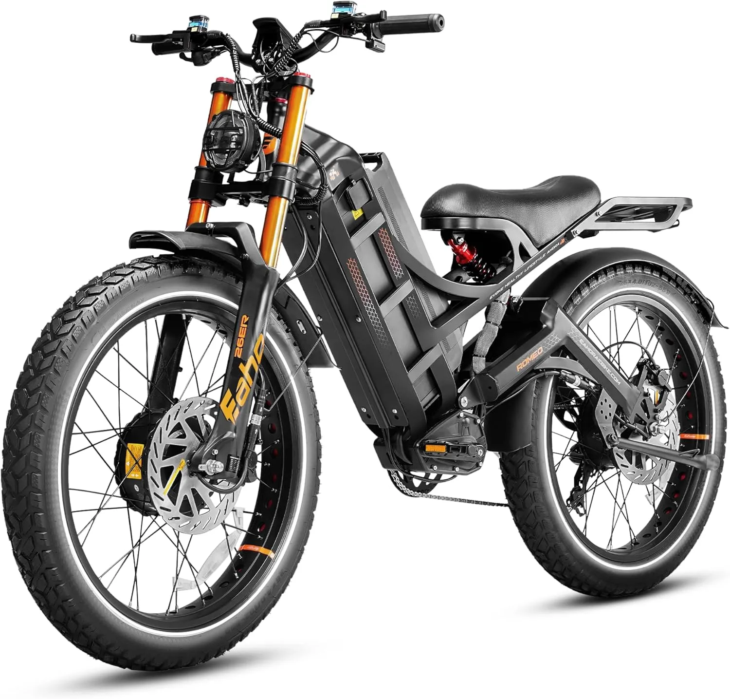 eAhora Romeo Pro  5000W Electric Bike for Adults 50Mph, 60V 80Ah Battery up to 250Miles,Long Range Dual Motors Ebike,26"*4.0 Fat Tire Full Suspension Off-Road Mountain E-Bike for Men,UL 2849