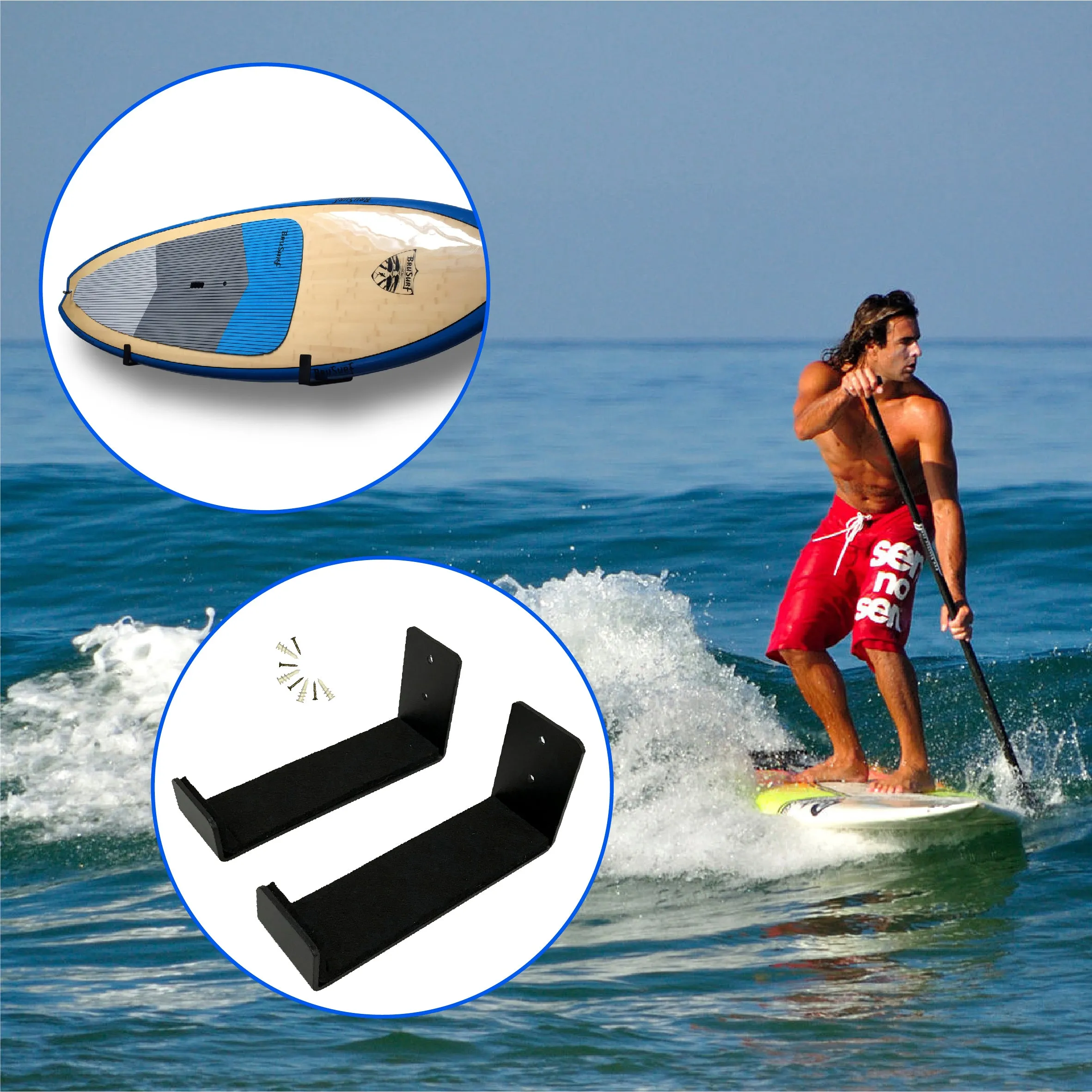 EasyGo SUP Wall Rack – Longboard Storage – Surfboard Display Rack – Surf Board Rack