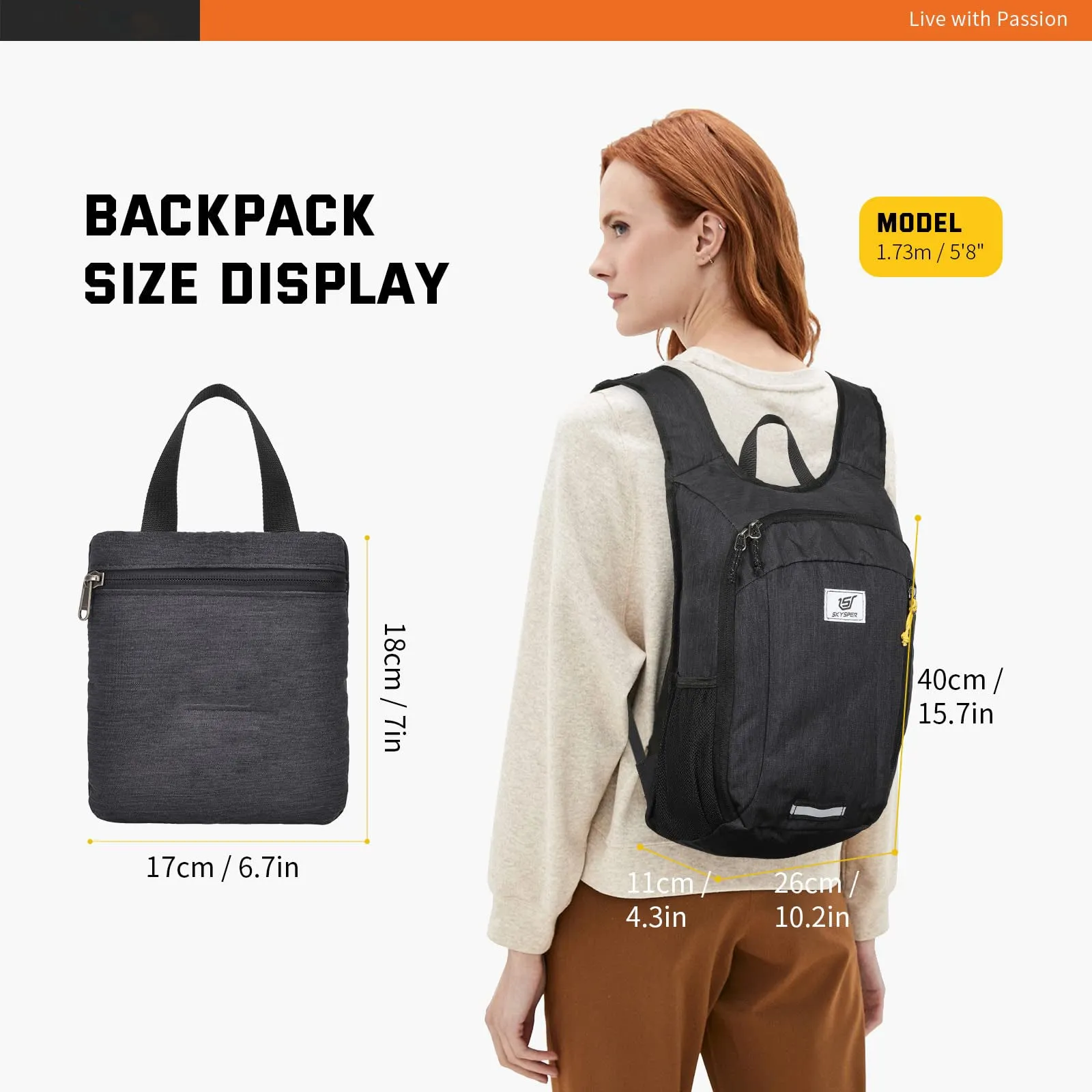 Foldable backpack Ultralight daypack Waterproof daypack Travel backpack Hiking backpack for hiking trips City trips