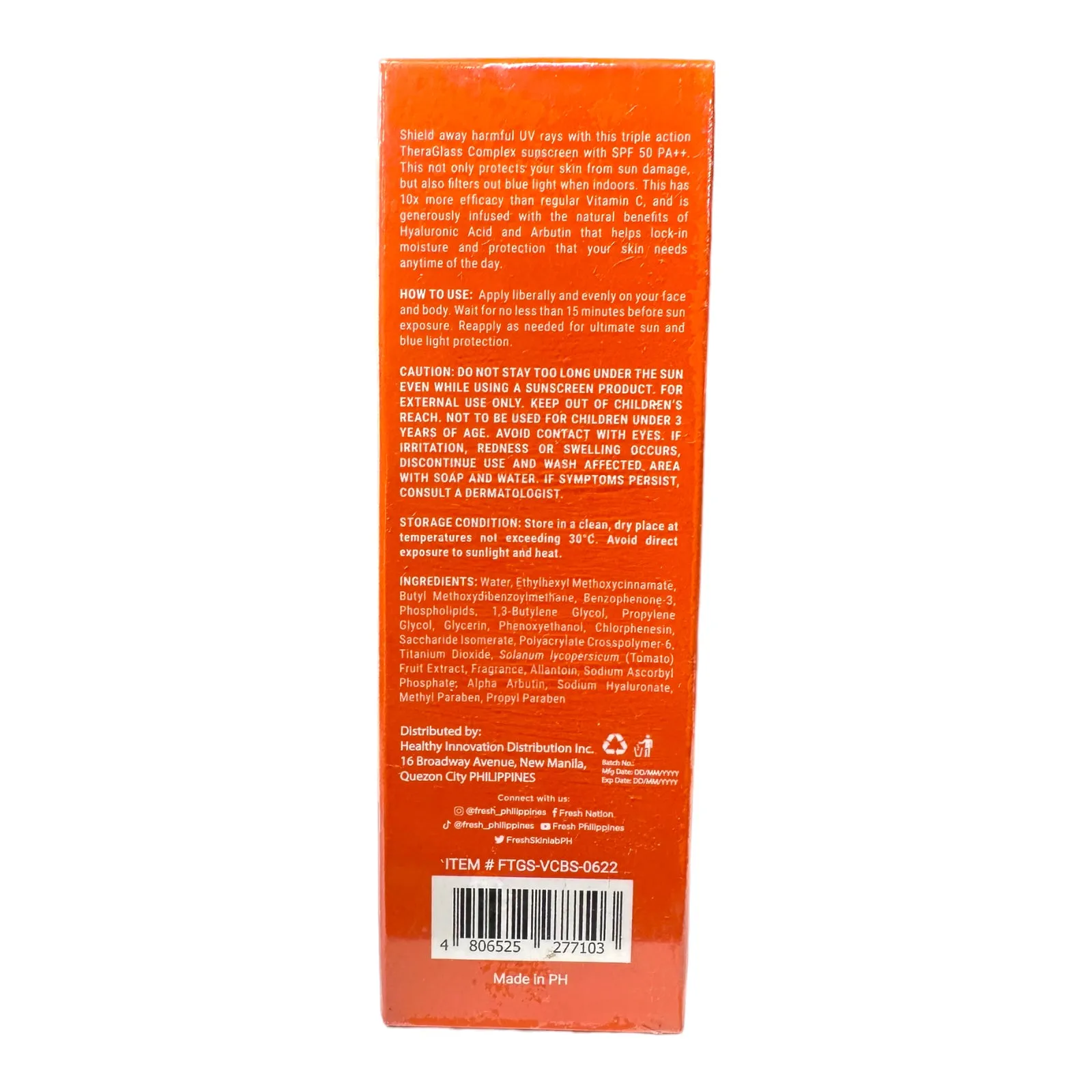 Fresh Skinlab - Tomato Glass Skin 3 in 1 Brightening Sunscreen SPF 50 - 50 ML