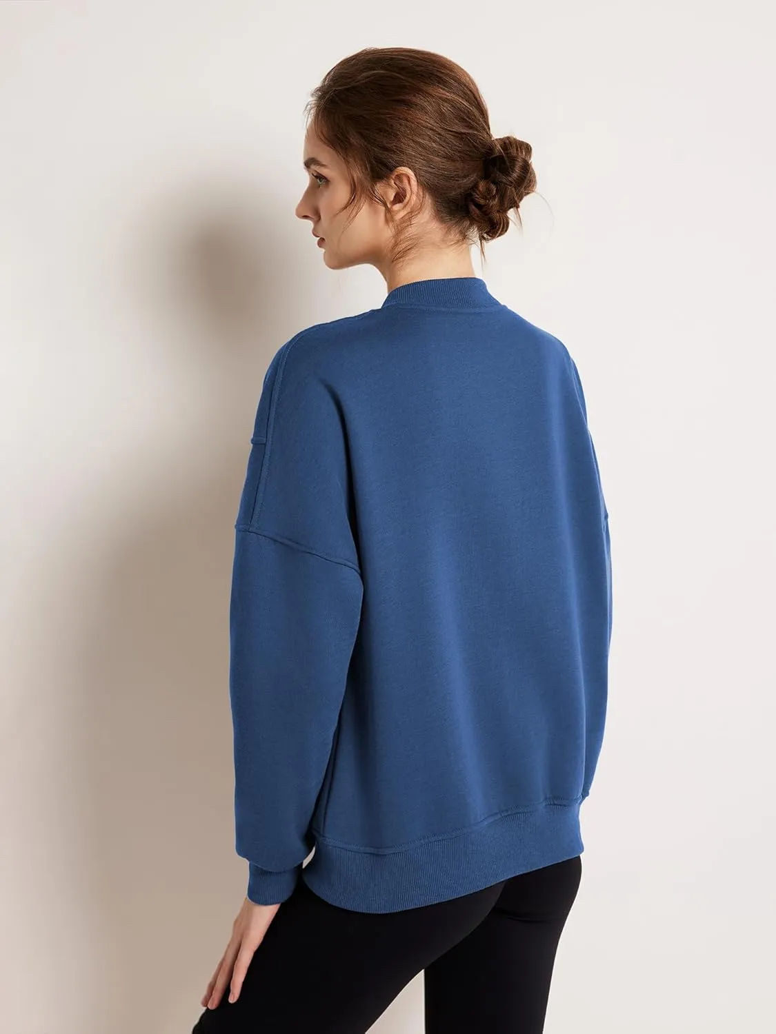 GEMLON Sweatshirt for Women Full Zip Up Casual Coats Long Sleeve Loose Fit Fleece Jacket with Pockets