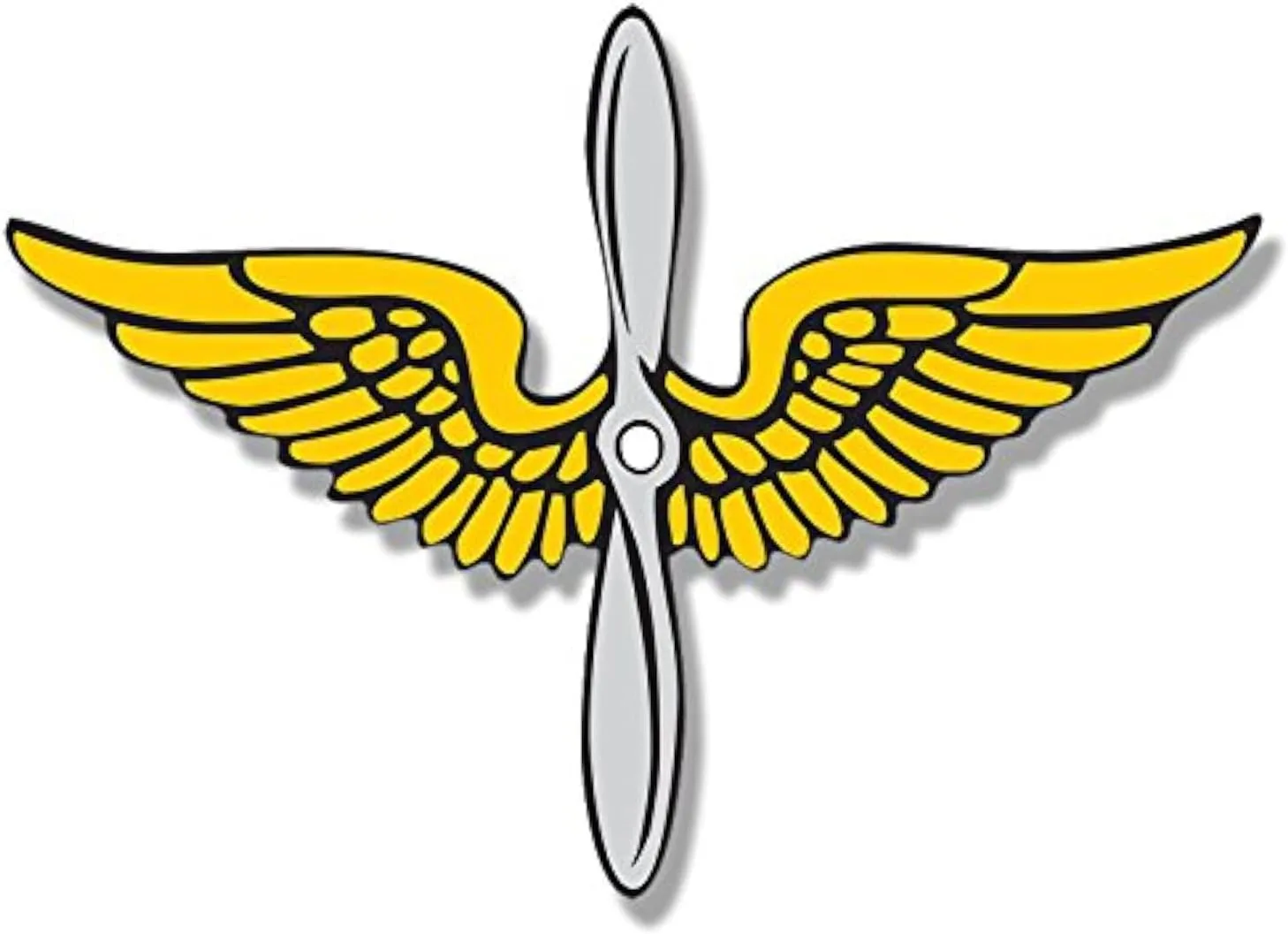 Gold and Silver Army Aviation Prop and Wings Shaped Sticker (Logo Service Insignia (4 x 3 inch) U.S. Army Licensed