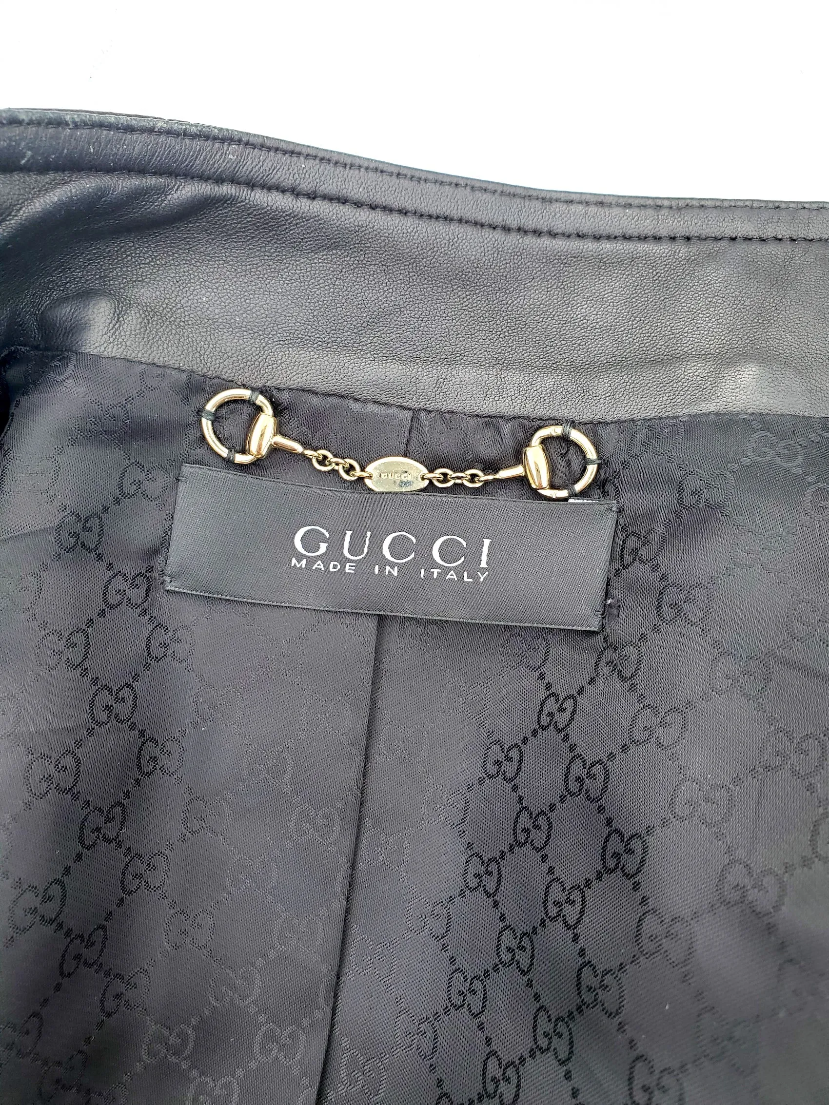 GUCCI Black Nappa Leather Perforated Motorcycle Biker Jacket 40