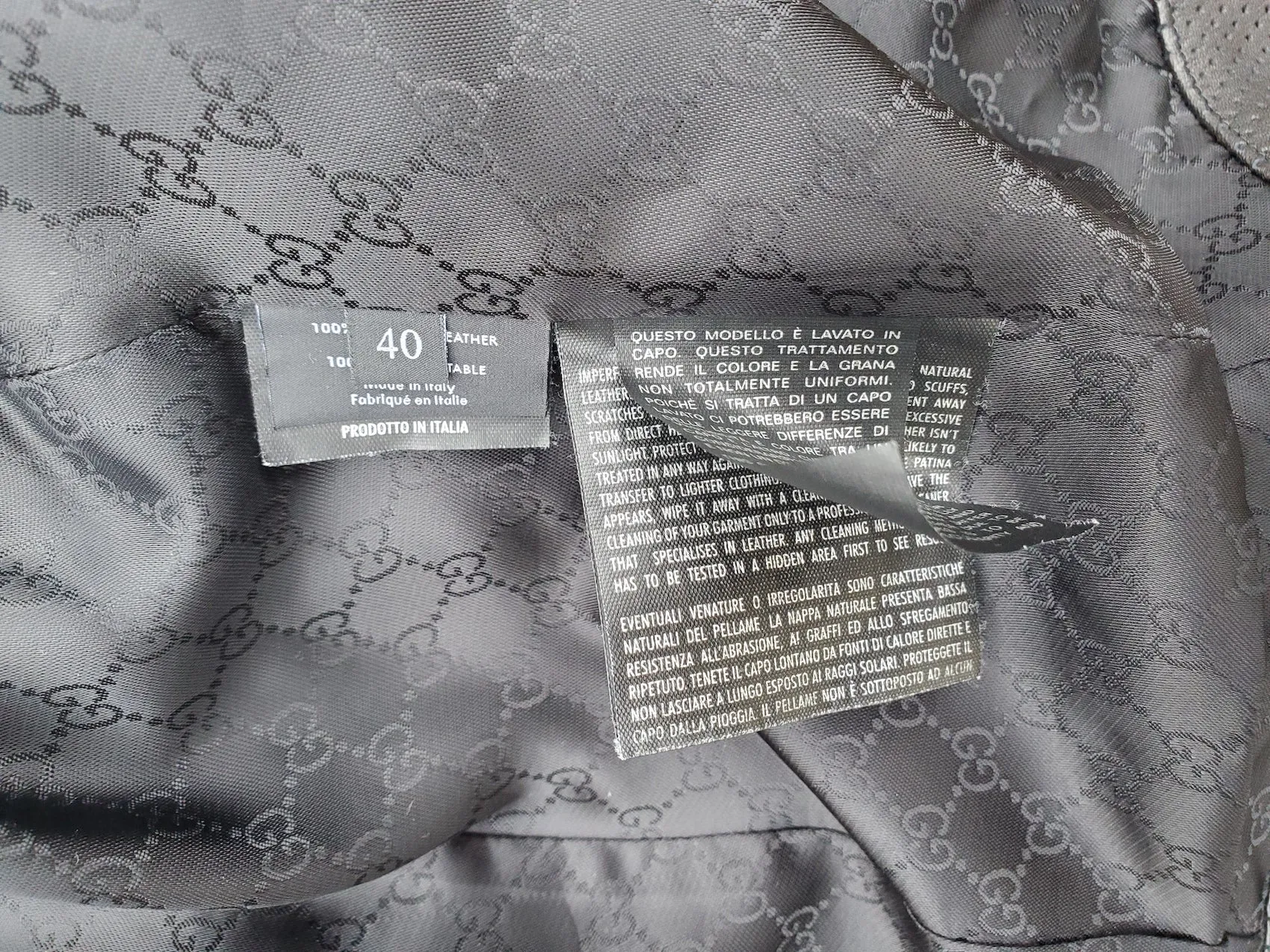 GUCCI Black Nappa Leather Perforated Motorcycle Biker Jacket 40