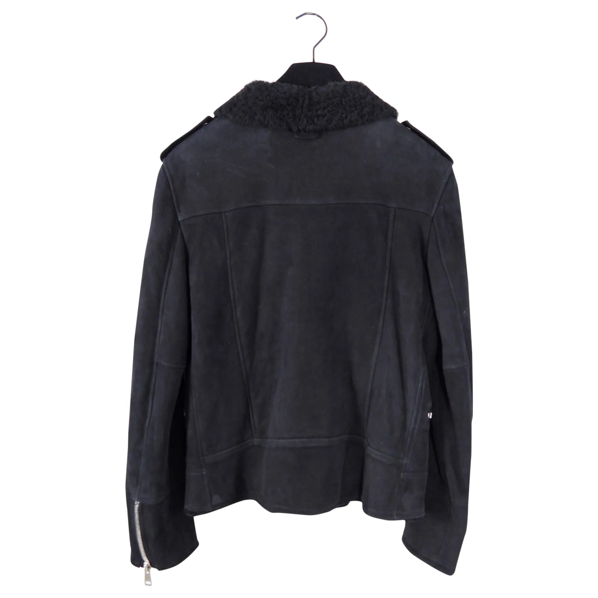 Gucci Black Suede Shearling Zip Biker Jacket - IT42 / USA S