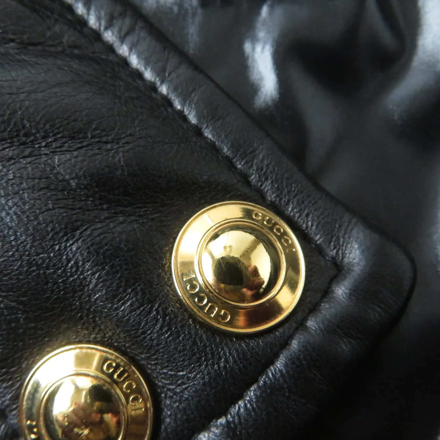 GUCCI Down jacket Outer: 100% polyester, Part: Leather, Lining: 100% polyamide (nylon), Filling: 90% down, Filling: 10% feather black Women 38 Used