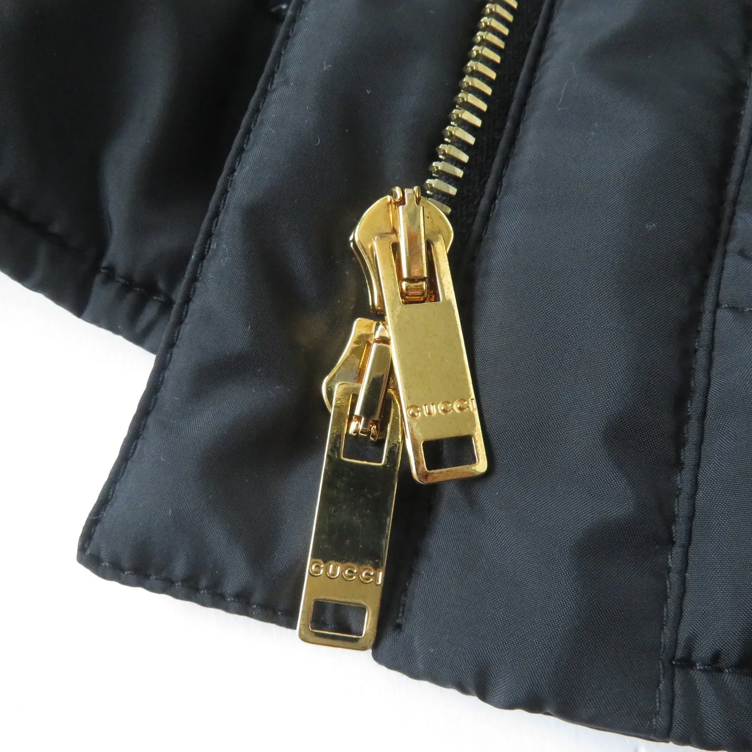 GUCCI Down jacket Outer: 100% polyester, Part: Leather, Lining: 100% polyamide (nylon), Filling: 90% down, Filling: 10% feather black Women 38 Used