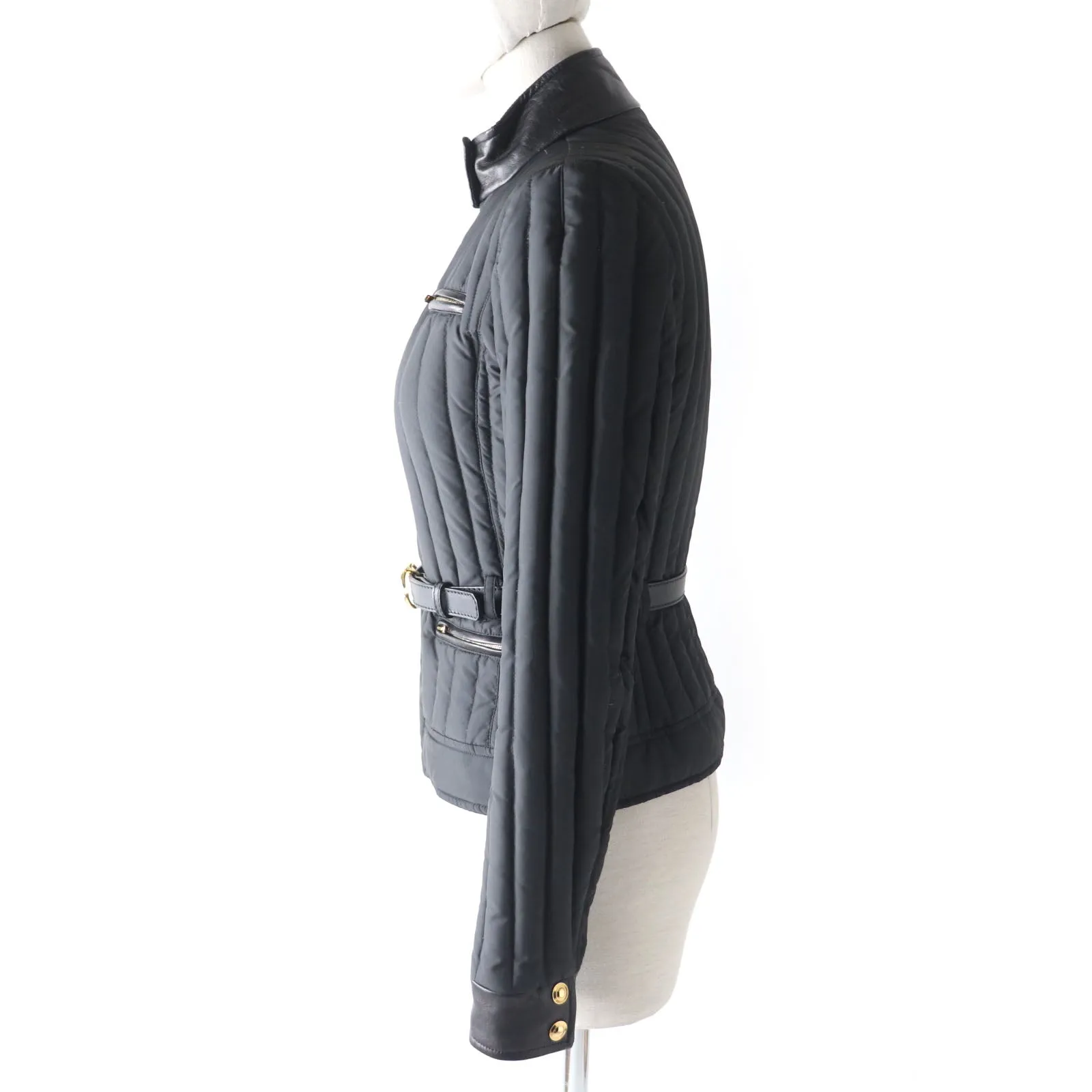 GUCCI Down jacket Outer: 100% polyester, Part: Leather, Lining: 100% polyamide (nylon), Filling: 90% down, Filling: 10% feather black Women 38 Used