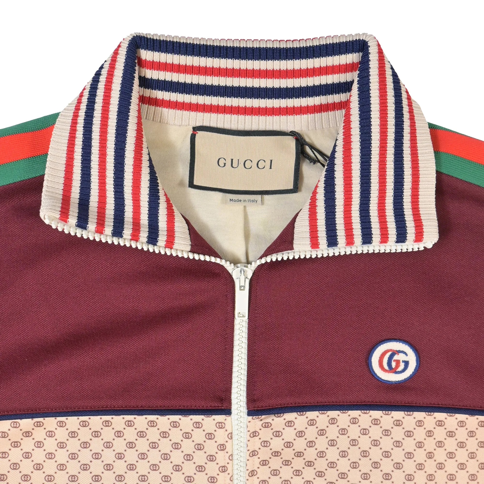 Gucci Interlocking G Print Track Jacket in Burgundy Polyester