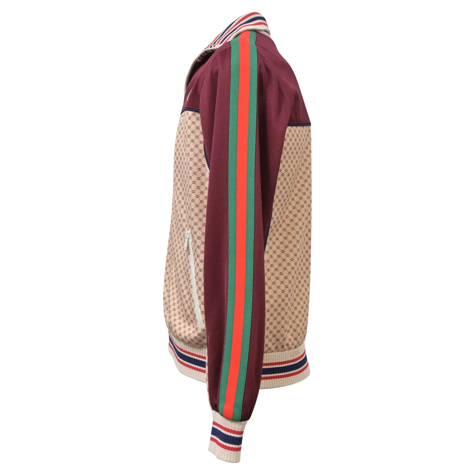 Gucci Interlocking G Print Track Jacket in Burgundy Polyester