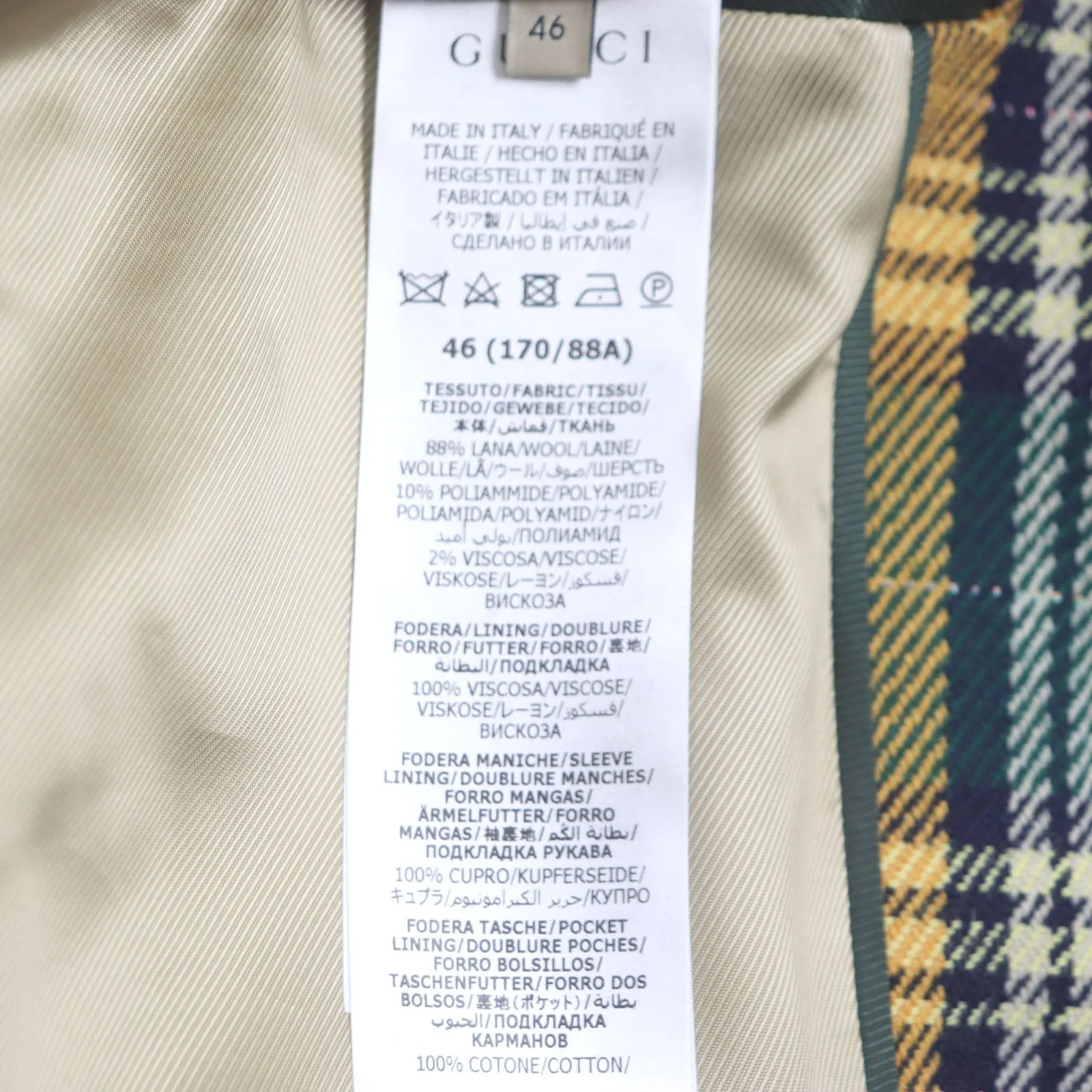 GUCCI Riders jacket 710795 wool yellow-green METAMORFOSI 46