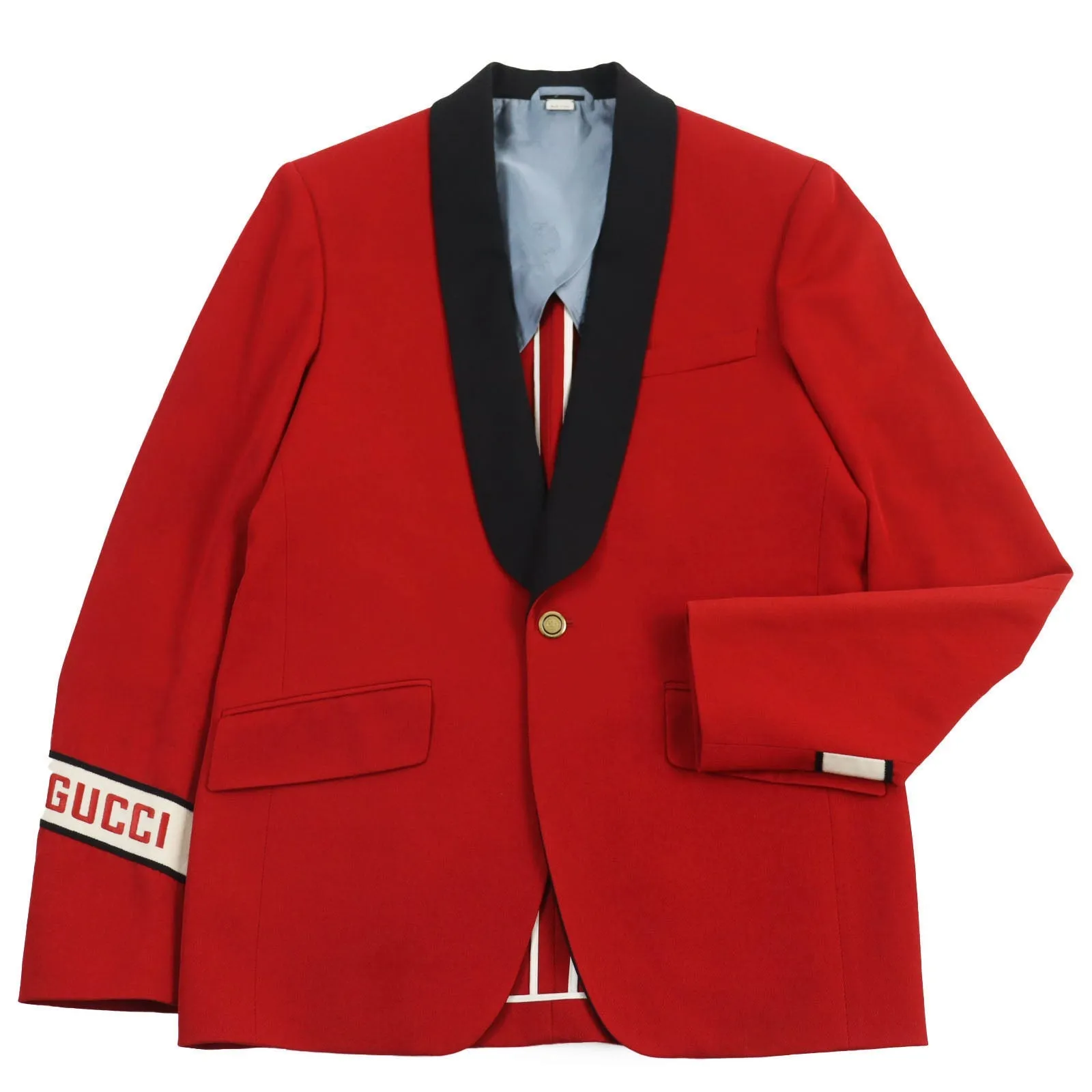 GUCCI tailored jacket 568655 wool Red GUCCI Band shawl lapel single jacket 44