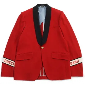 GUCCI tailored jacket 568655 wool Red GUCCI Band shawl lapel single jacket 44