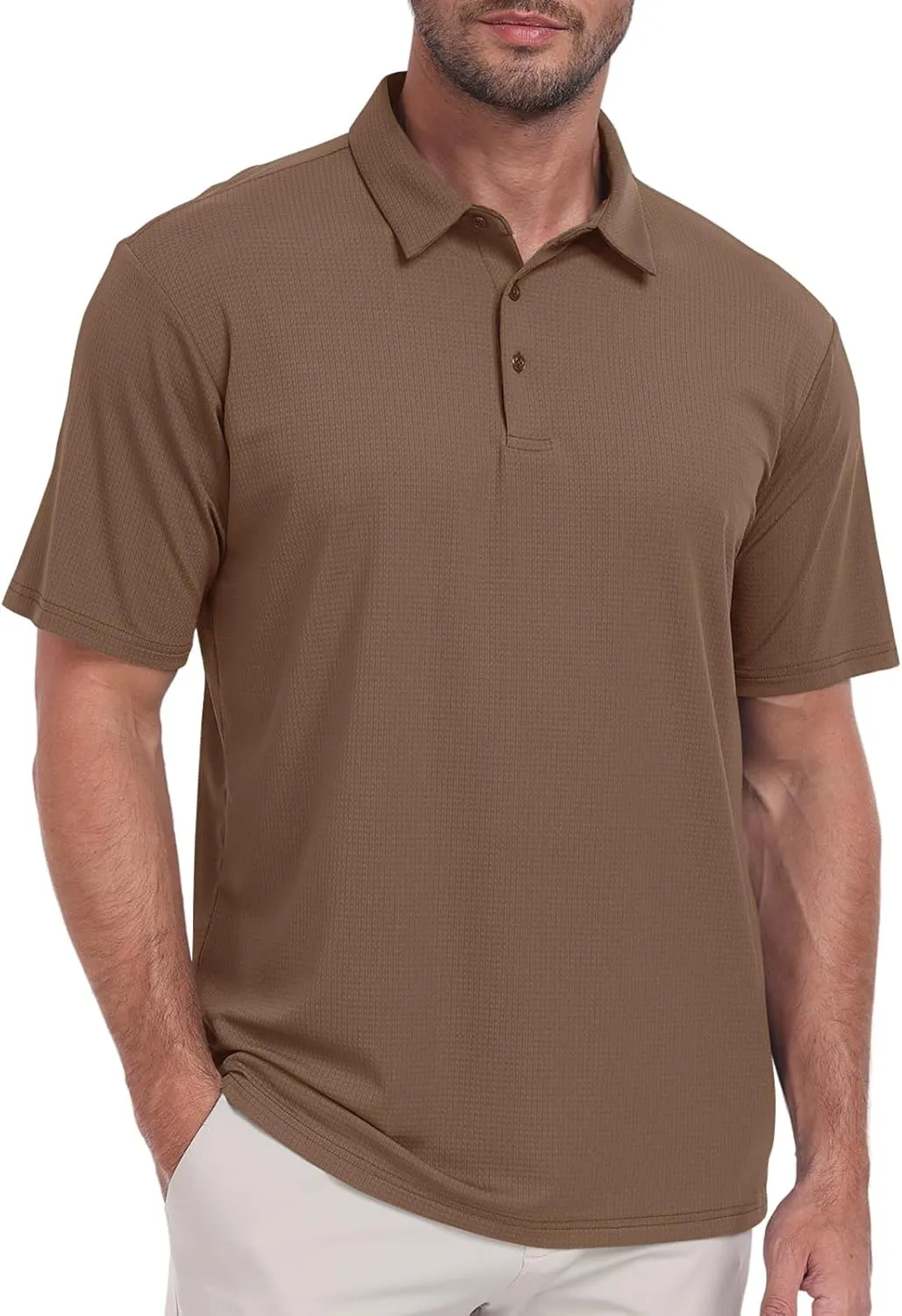 Hodaweisolp Mens Polo Shirts Short Sleeve Dry Fit Jacquard Moisture Wicking Performance Golf Shirt