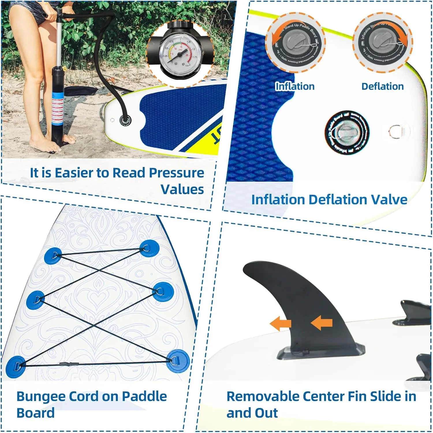 Inflatable Stand Up Paddle Board, 10'6" x 33" x 6", Standup Paddleboard with Adjustable Kayak Paddle, for Yoga, Paddle Board, Kayaking, Surf, Canoe, Fishing