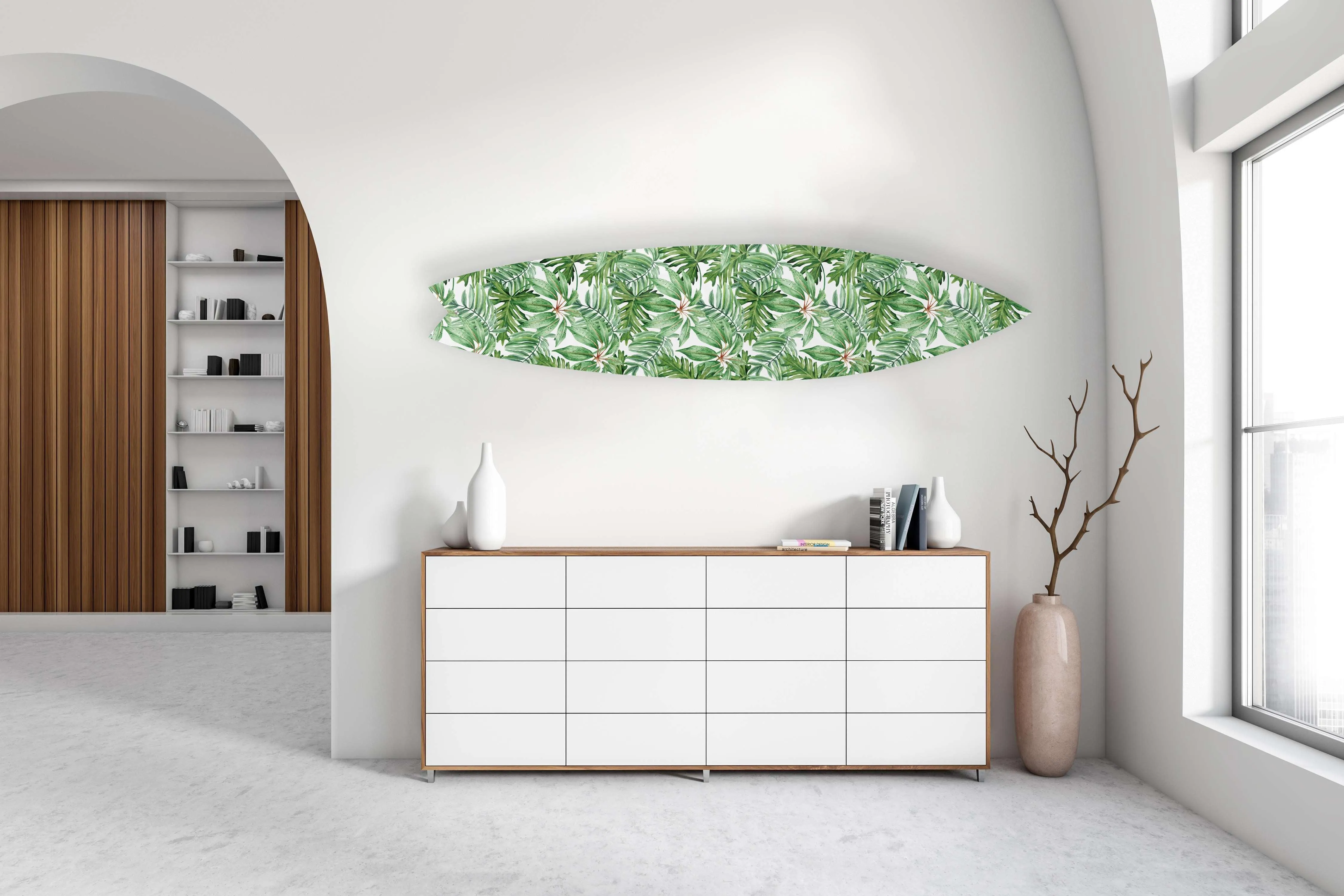 Jungle Green Leaves Acrylic Surfboard Wall Art