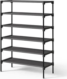 Kitsure Shoe Rack - Premium Non-Woven Shoe Rack Shelf, Shoe Organizer for Closet, Entryway, Garage & Corridor, Sturdy & Durable Long Stackable Shoe Shelves, 3X-Large, Black