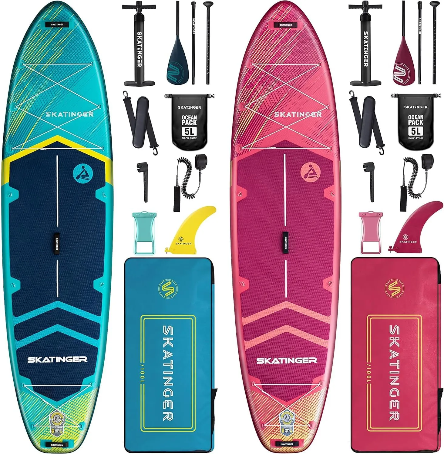 Meteor Bundle11'6"x35" Super Wide Inflatable Stand Up Paddle Boards, All Accessories2, 100L Backpack, Shoulder Strap, US Center fin, 2-Action Pump