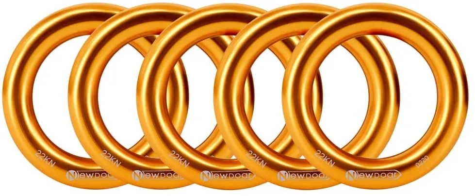 NewDoar Rappel Ring 25kN Gold Large O-Ring Rope Connector for Rock Climbing Arborist