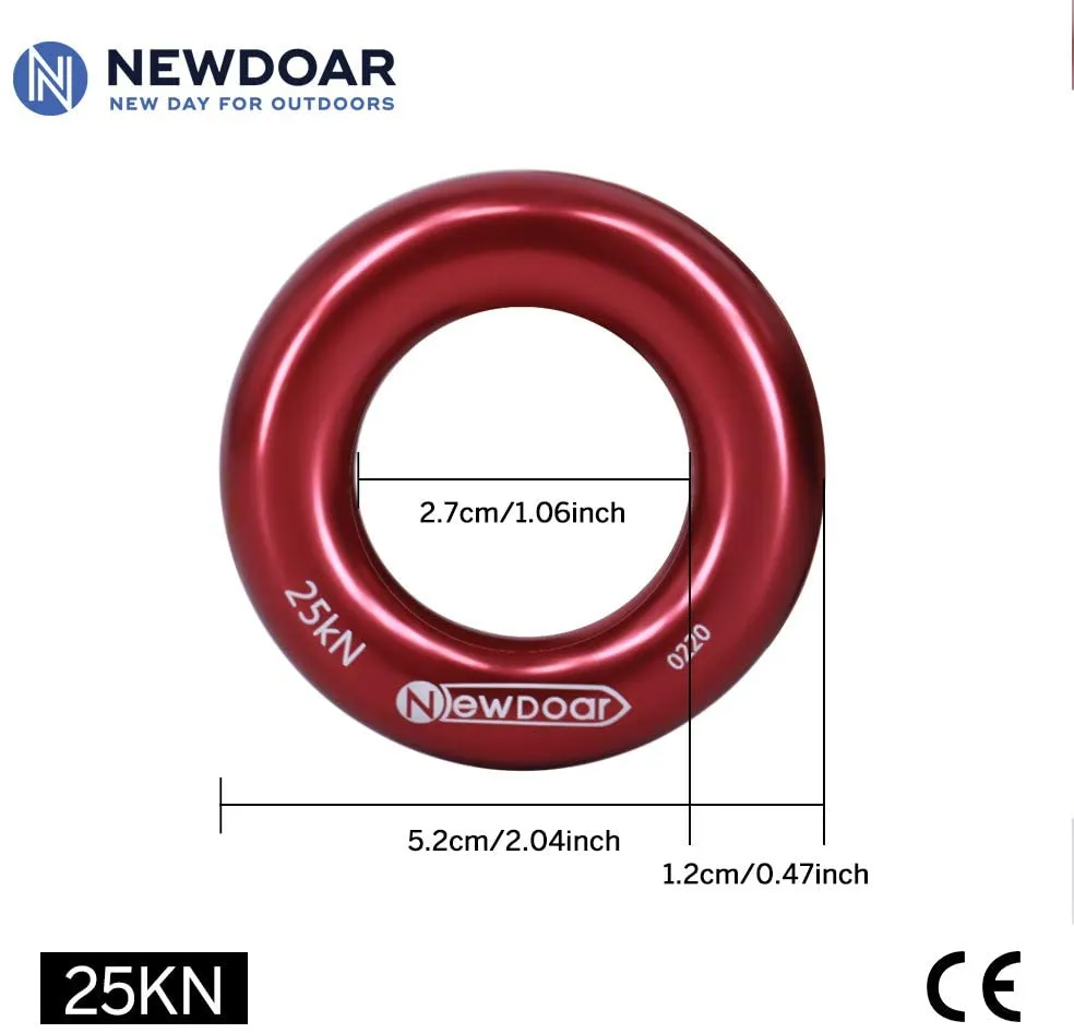 NewDoar Rappel Ring 25kN Gold Large O-Ring Rope Connector for Rock Climbing Arborist