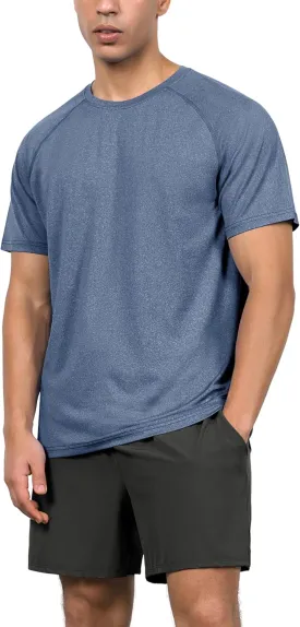 ODODOS Men's Quick Dry Short Sleeve Shirts UPF 50  Sun Protection SPF Athletic Tops Workout T-Shirts