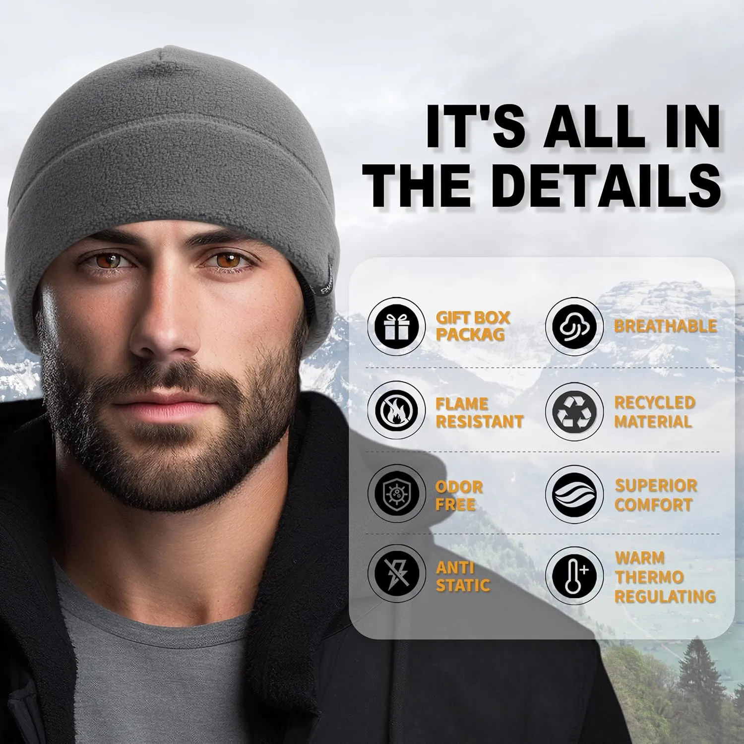 OUTDOOR SHAPING 2 Pack Tactical Fleece Cap Winter Warm Beanie Military Army Watch Cap Gift for Men Women
