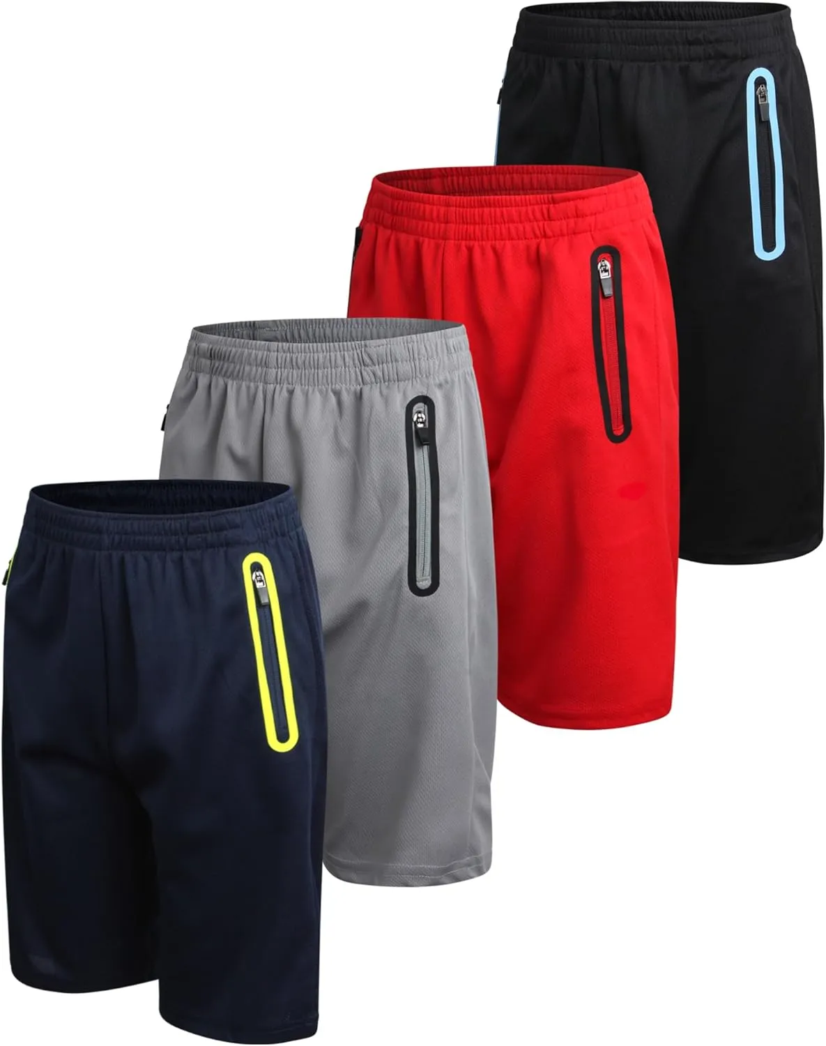 Pro Athlete Boys Basketball Shorts - 4 Pack Mesh Athletic Shorts for Boys - Gym Shorts for Workout and Running (Size: 5-16)