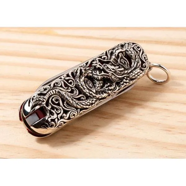 Silver Dragon Swiss Army Knife Pendant