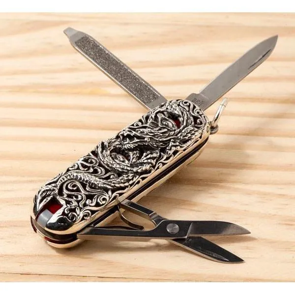 Silver Dragon Swiss Army Knife Pendant