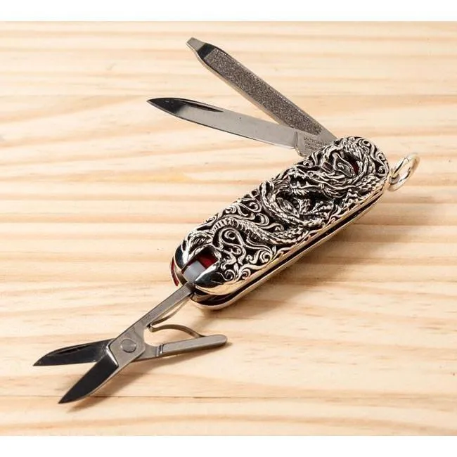 Silver Dragon Swiss Army Knife Pendant