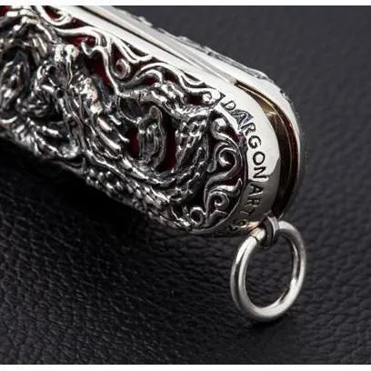 Silver Dragon Swiss Army Knife Pendant