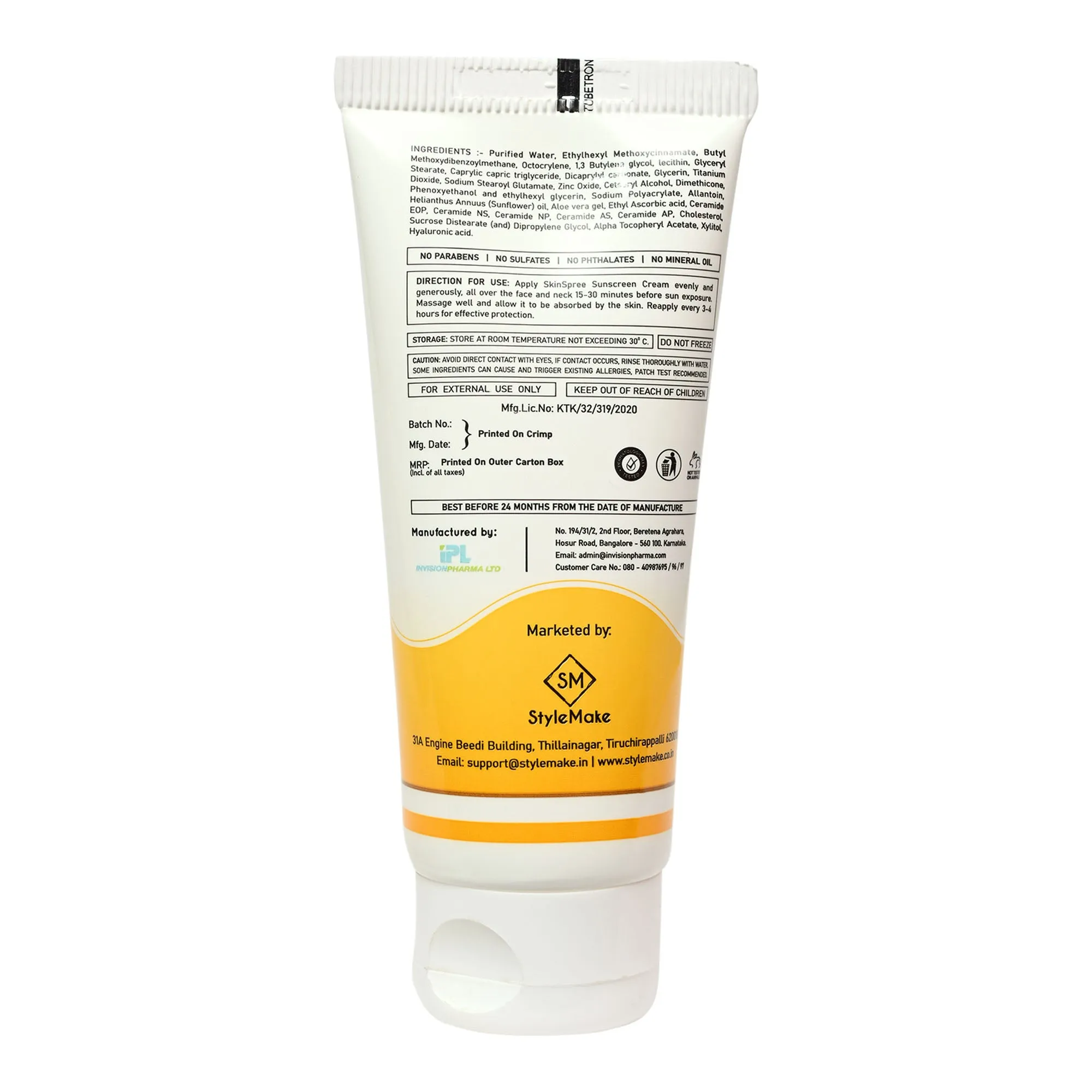 SkinSpree Ceramide & Hyaluronic Acid Sunscreen Cream 50g SPF 50  PA     for UVA/B & Blue Light Protection | Fragrance-Free & Color-Free | For Glowing & Hydrating Skin | Broad Spectrum