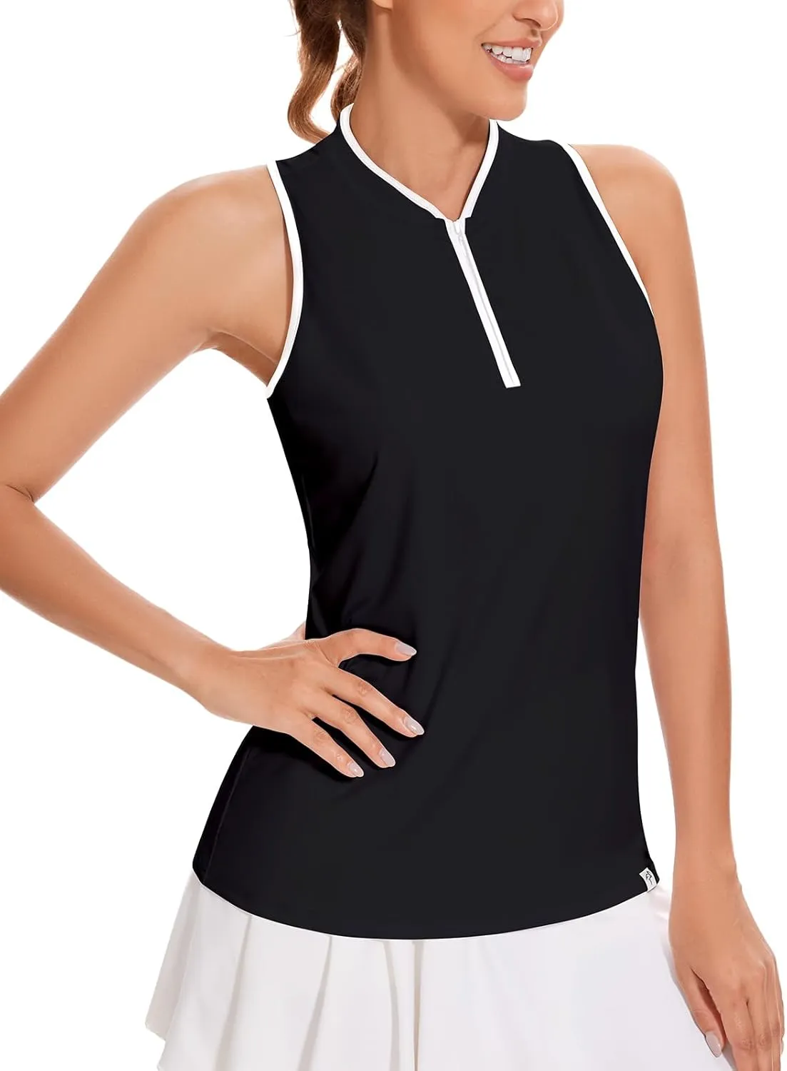 Soneven Women's Sleeveless Golf Shirt Racerback Polo Shirts with Pockets Tennis Tops Golf Tanks Pickleball Shirts