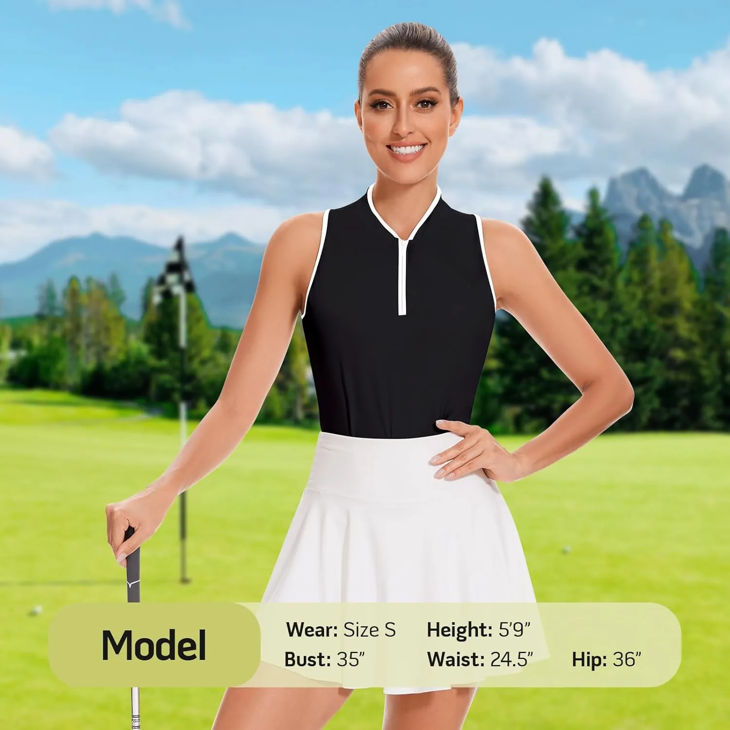 Soneven Women's Sleeveless Golf Shirt Racerback Polo Shirts with Pockets Tennis Tops Golf Tanks Pickleball Shirts