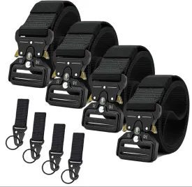 Tactical Belts for Men 4 Pack, Compass Military Web Belt, Heavy-Duty Quick-Release Metal Buckle Riggers Belt for Men