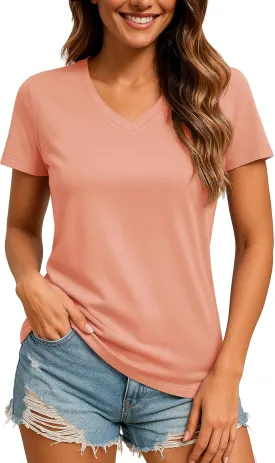 TACVASEN Workout Tops for Women UPF 50  Sun Protection V-Neck T Shirts Short Sleeve Quick Dry Athletic Running Shirts