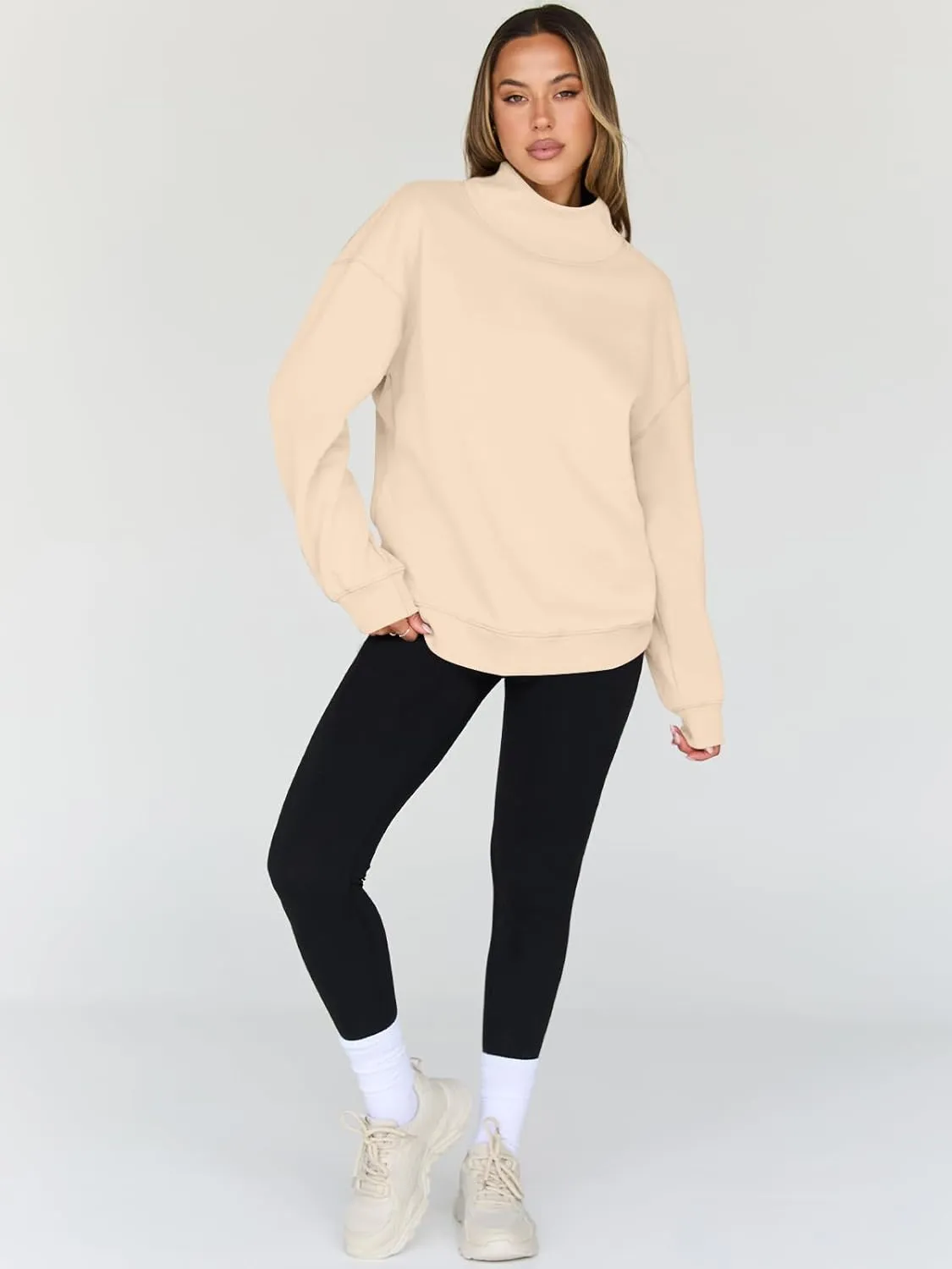 Trendy Queen Womens Oversized Sweatshirts Turtleneck Pullover Long Sleeve Hoodies Tops Fall Fashion Outfits 2025 Clothes