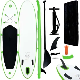 vidaXL Paddleboard Set, Stand up Paddle Board with Accessories and Carrying Bag, Inflatable Paddle Board, SUP Surfboard, Sup SurBoard, Green and White