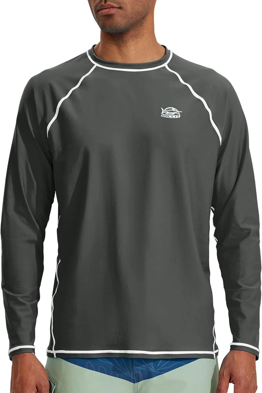 Willit Men's Rash Guard Swim Shirts SPF Water Shirt Long Sleeve UPF 50  Sun Protection Loose Fit Quick Dry
