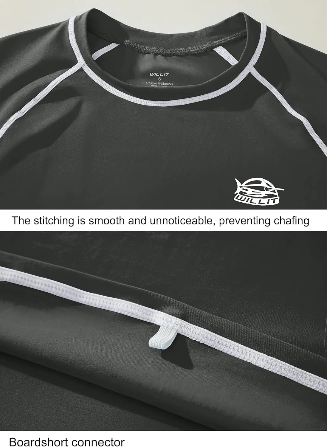 Willit Men's Rash Guard Swim Shirts SPF Water Shirt Long Sleeve UPF 50  Sun Protection Loose Fit Quick Dry