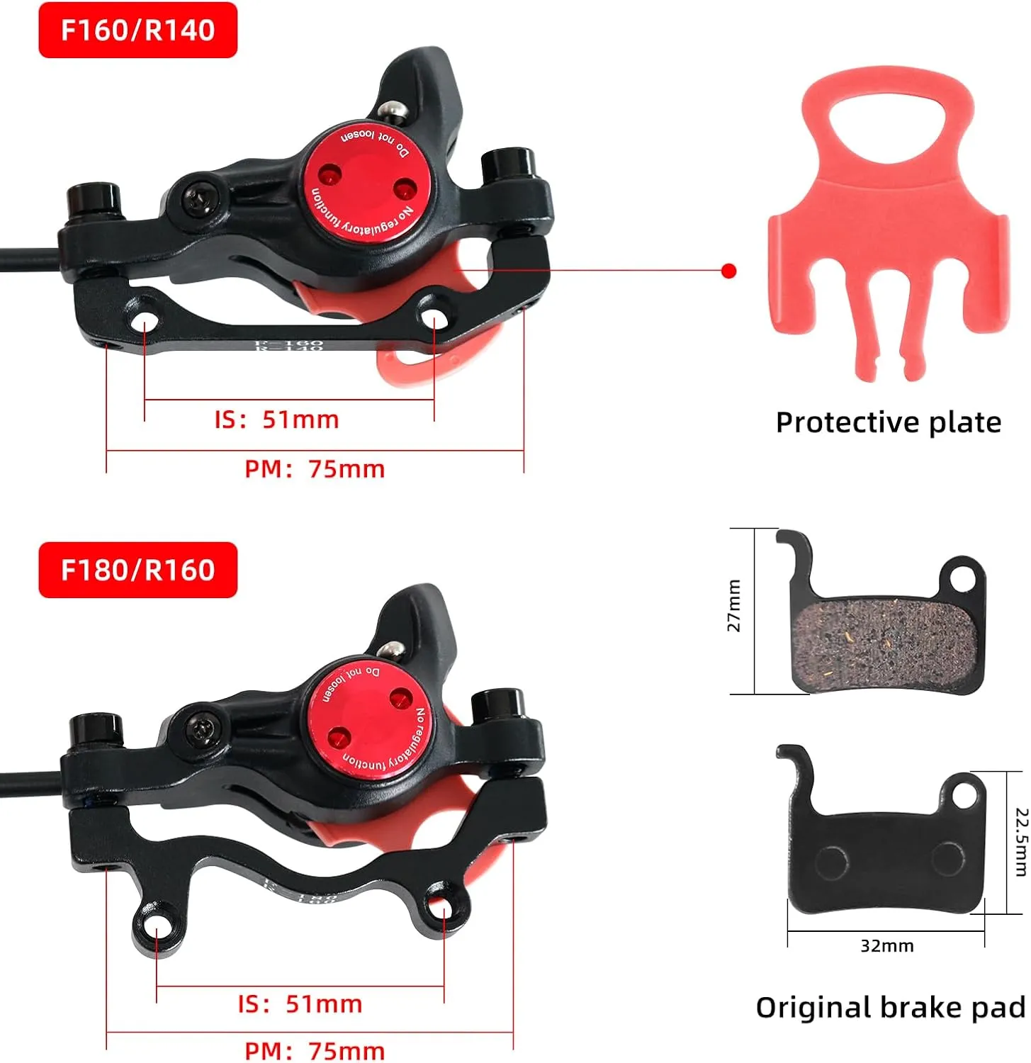 Z00M HB875 MTB Hydraulic Disc Brakes Set Mountain Bike Left Front 800mm Right Rear 1450mm Hydraulic Brake Aluminum Alloy Bicycle Disc Brake for E-Bike Fat Bike Road Bike 2 Piston